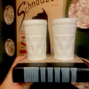 Vintage milk glass tumblers 5” set of 2